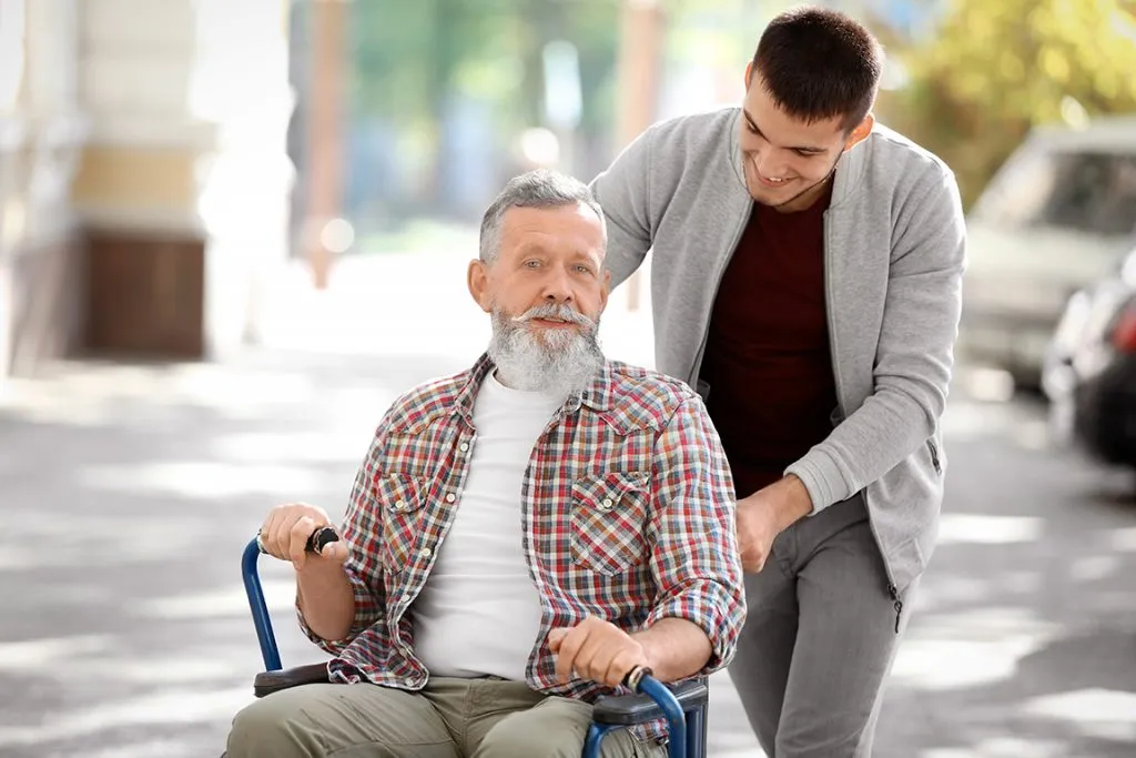 Caregiver assisting a senior at home
